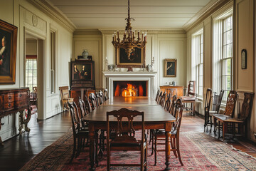 Timeless Elegance: A Historic Colonial Manor with Period Furniture