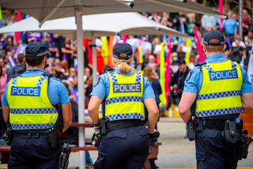 Police Force Patrolling in the City