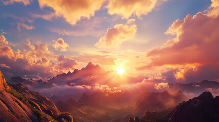 Fototapeta premium sunset over the mountains