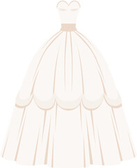 Strapless wedding dress design. Cartoon elegant gown