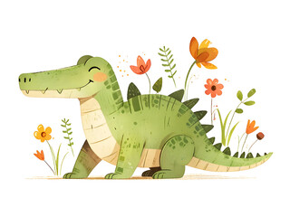 Obraz premium Crocodile Animal Nursery Cartoon Illustration Art