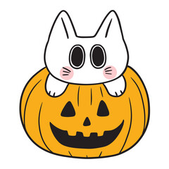 Cute Halloween monster cat vector.