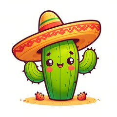 Cute Cactus Wearing Sombrero