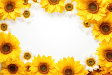 Sun flower frame white background