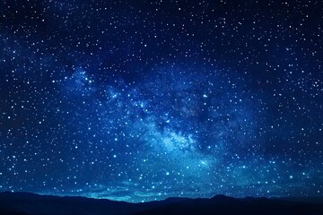 A stunning natural spectacle, often seen in remote areas with minimal light pollution, where countless stars create a breathtaking celestial display against the deep blue night sky, ai