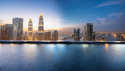 High angle view of a condo, looking at the view of tall buildings and condos.