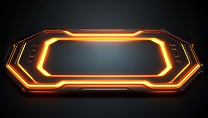 Orange Neon Light Frame on Dark Background