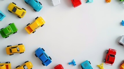 Obraz premium Colorful toy cars on a white background
