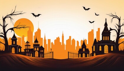 Pemandangan Halloween dengan kelelawar 