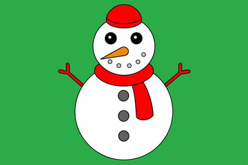 Christmas Santa Claus Snowman vector line art illustration