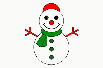 Christmas Santa Claus Snowman vector line art illustration