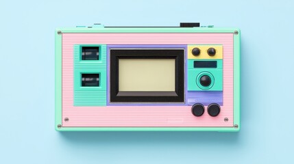 Obraz premium Retro Colorful TV Set with Blank Screen on Blue Background