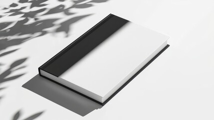 Blank Book Mockup with Leaf Shadows