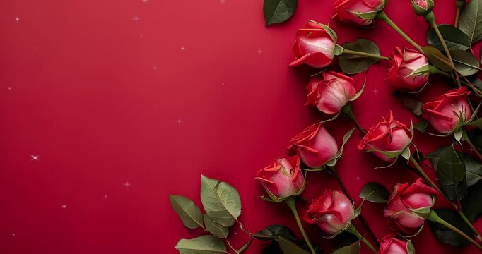 roses with effect on red bacgkround