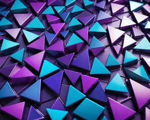 Obraz premium 3D Abstract background forming a geometric pattern with triangles in blue and purple tones, ideal for using as a backdrop