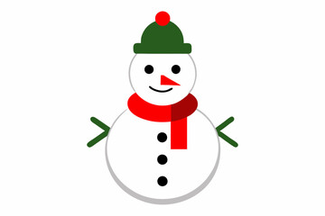 Christmas Santa Claus snowman with hat vector line art illustration