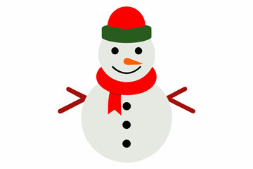 Christmas Santa Claus snowman with hat vector line art illustration