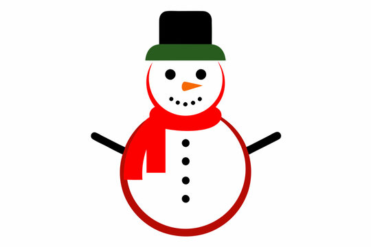 recommend clip art: Christmas Santa Claus snowman with hat vector line art illustration