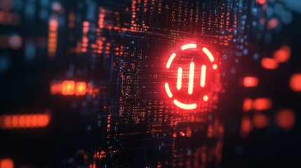 Close-Up of Digital Screen with Red Error Message Icon