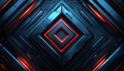 Obraz premium Abstract Geometric Design with Red and Blue Glow