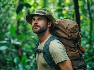 Fototapeta premium Explorer in the Wilderness