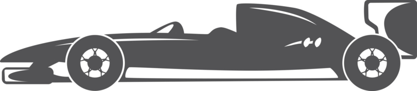 Race bolide black icon. Speed championship logo