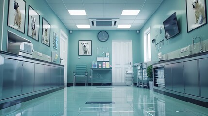 Interior of the treatment room of a pet hospital