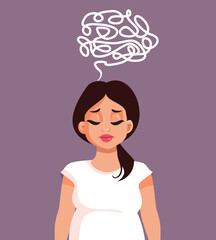 Sad Woman Having Negative Thoughts Vector Illustration. Unhappy person feeling deception and confused
