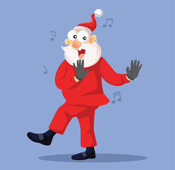 Funny Santa Dancing to the Music Vector Cartoon Character. Cheerful Santa celebrating with his special dance on Xmas eve
