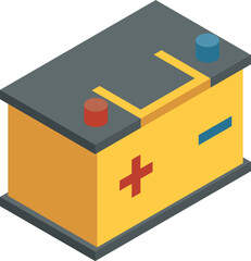 Car accumulator isometric icon. Electric power cell