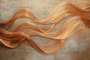 Fototapeta premium Wavy Motions of Copper Wire on Cardboard: Metallic Contrasts Explored