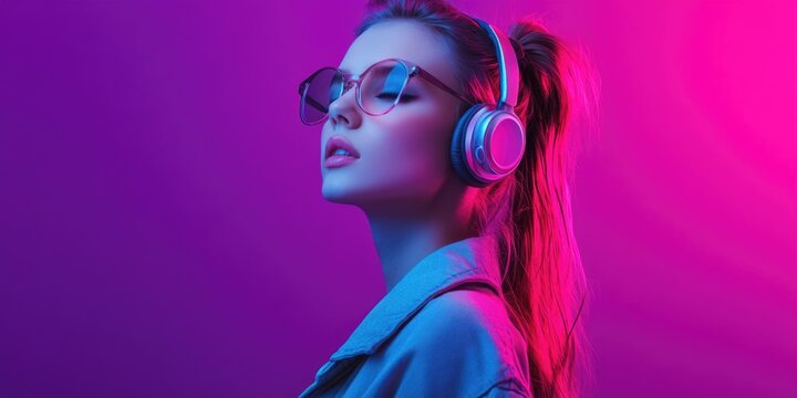 Electro-Pop Musician in Colorful Studio Lighting
