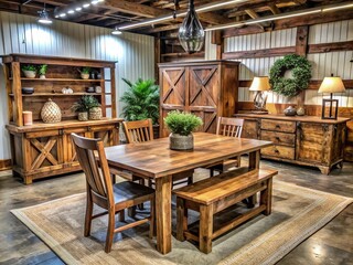 Fototapeta premium Farmhouse furniture Franklin KY rustic wooden decor