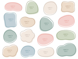 ゆるいフレームのベクターイラストセット。枠、楕円、線、曲線