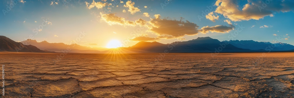 Aufkleber deserts stretch under a blazing sun, highlighting the stark reality of global warming and the meltin