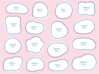 ゆるいフレームのベクターイラストセット。枠、楕円、線、曲線