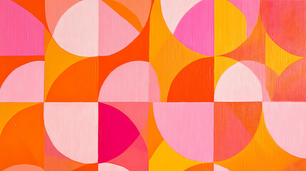 Orange geometric pattern with pink, pink and orange. Geometric. Illustration