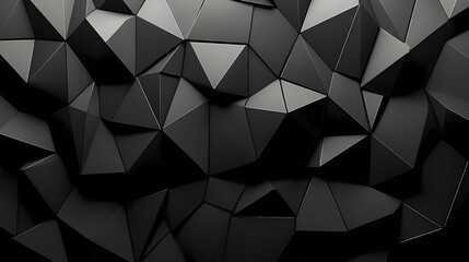 Obraz premium 3d black diamond pattern abstract wallpaper on dark background, digital black geometric triangular gradient shapes textured graphics poster background. Geometric. Illustration