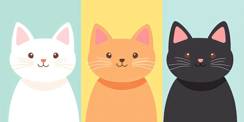 Obraz premium A cute illustration of three cats, generative AI