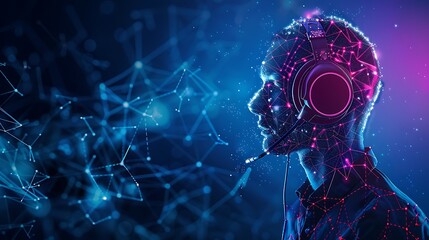 A digital representation of a person with a headset, symbolizing technology and communication.