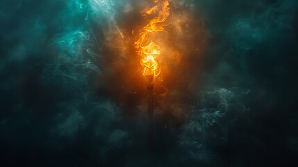 Fototapeta premium A single flame burning bright against a backdrop of swirling smoke.