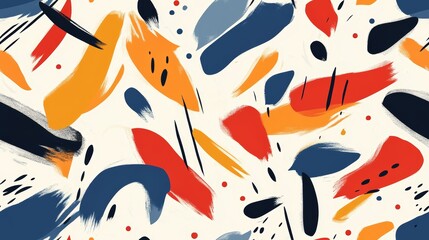 Abstract Seamless Background with Vibrant Brush Strokes in Red, Blue, and Orange for Modern Design Projects