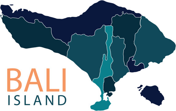 vector illustration of bali map with its region