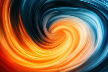 A vibrant swirl of colors blending seamlessly, showcasing shades of orange, blue, and black, creating a dynamic and artistic motion.