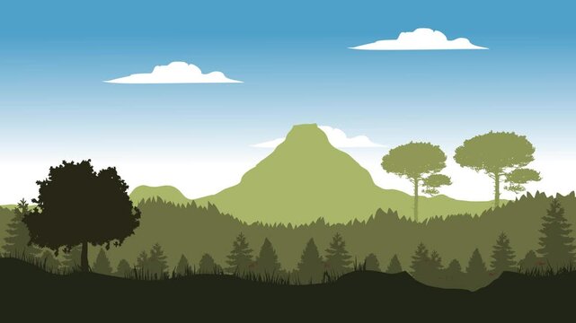 mountain landscape with trees vector