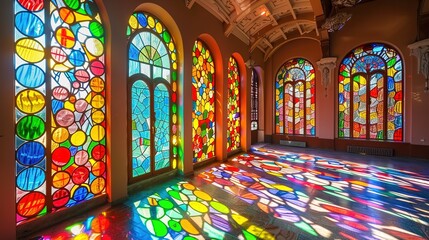 Colourful church window wallpaper