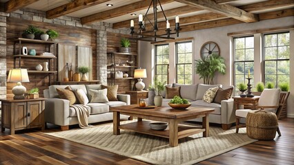Rustic Farmhouse Furniture Ideas with Reclaimed Wood Accents and Earthy Tones