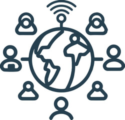 글로벌 연결 아이콘, 세계 네트워크, 통신