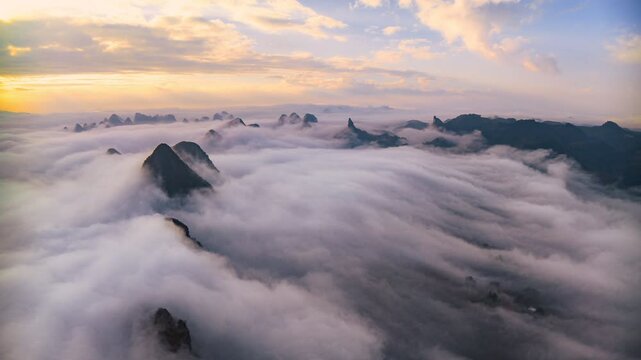 
Aerial photography China Guangxi guilin Yangshuo beautiful scenery karst landform
