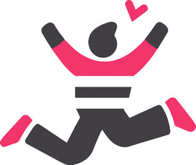 Naklejka premium 점프하는 사람 아이콘, 운동, 기쁨, 성취, 활력, 건강한 생활